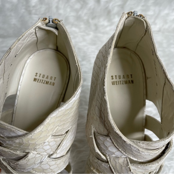 NWOB Stuart Weitzman snake heels In ivory size 9 - Picture 9 of 15